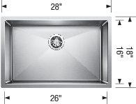 Blanco Quatrus R15 U 28 Large Undermount Stainless Steel Kitchen Sink dimension drawing