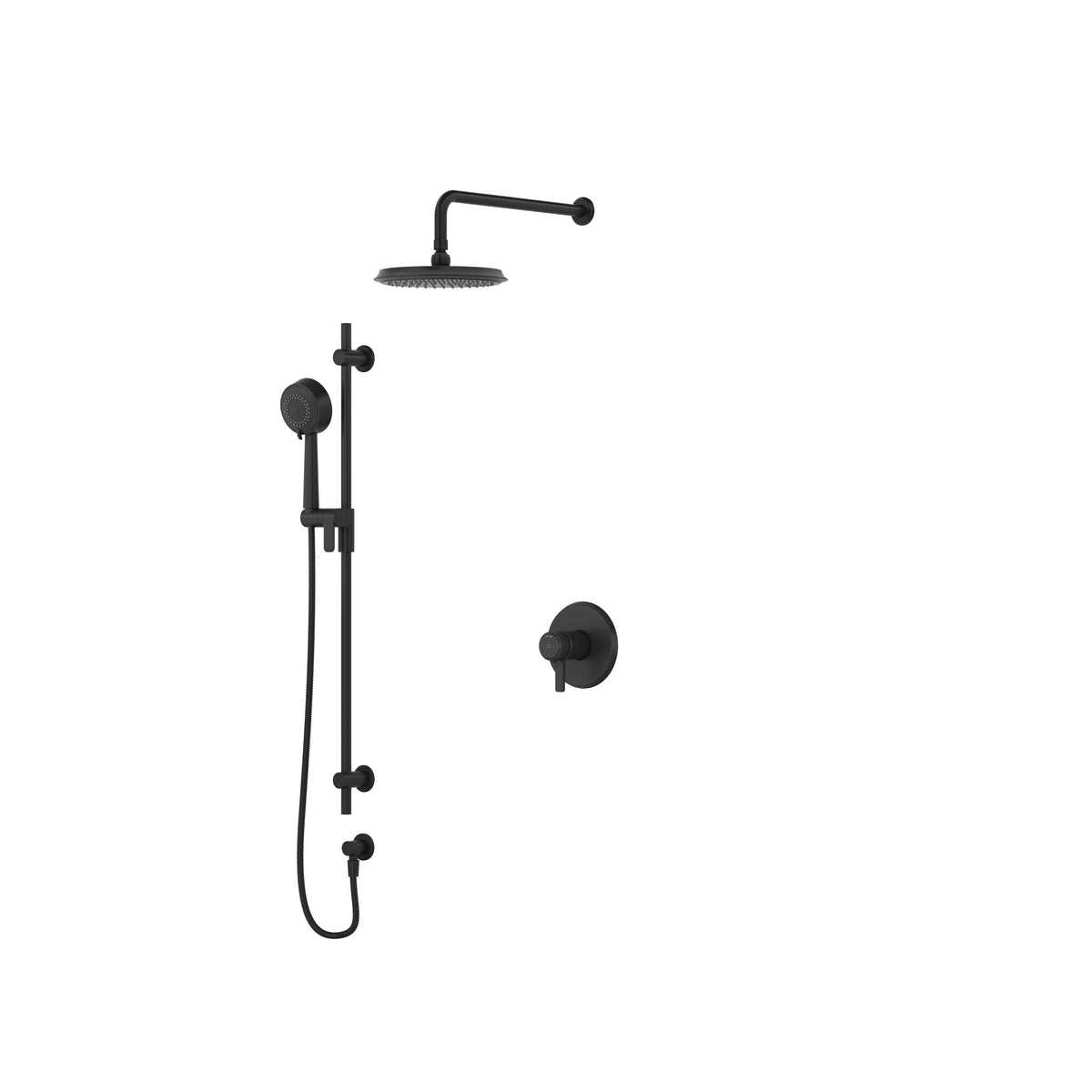 Riobel Momenti Thermostatic & Pressure Balance Shower Trim Kit with Showerhead & Hand Shower Rail - Black (TKIT323MMRDJBK-CW)