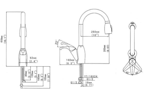 Bosco Kitchen Faucet Pull Out Dual Spray Solid Stainless Steel Faucet 200069 - Plumbing Market