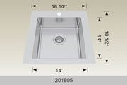 Bosco 201805 18 1/2" x 18 1/2" Universal Design Series Drop-In Kitchen Sink