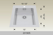 Bosco 201905 19 1/2" x 19 1/2" Universal Design Series Drop-In Kitchen Sink