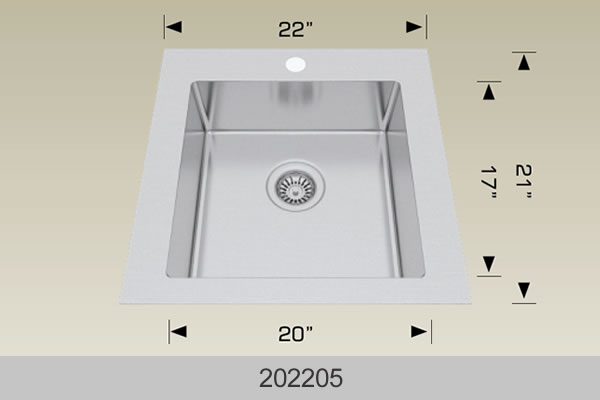 Bosco 202205 22" x 21" Universal Design Series Drop-In Kitchen Sink