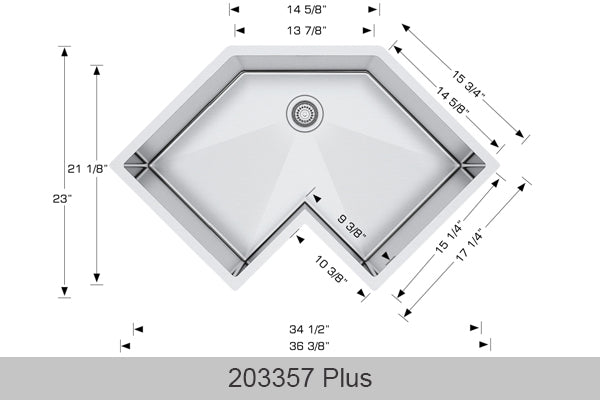 Bosco Titanium Series - Corner Sink (Under Mount) 203357 Plus - Plumbing Market