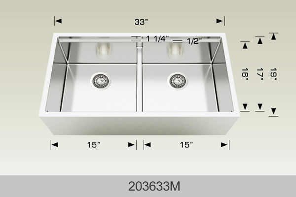 Bosco 203633M 33" x 19" Titanium Plus Series Apron Kitchen Sink