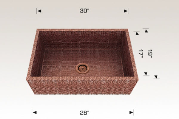 Bosco 206630 30" x 19" Copper Series Apron Kitchen Sink