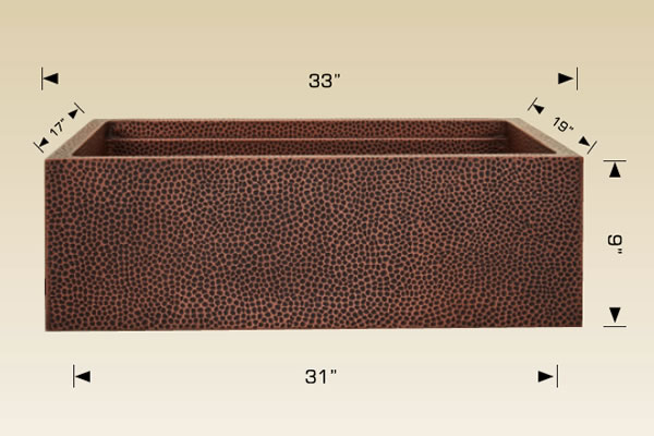 Bosco 206633 33" x 19" Copper Series Radius Corner Kitchen Sink