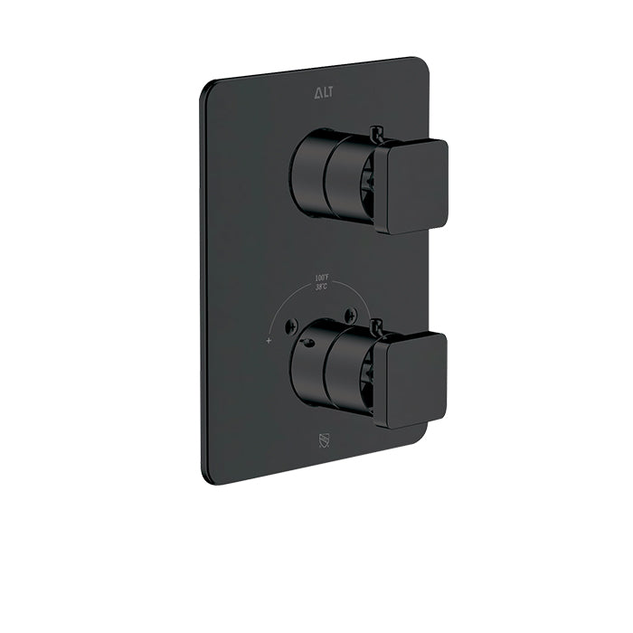ALT Riga Trim Set for Uniplex Thermostatic Valve – 3-Way Diverter Shared 20893 in Electro Black