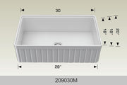 Bosco 209030M 30" x 20" Fireclay Apron Series Apron Kitchen Sink