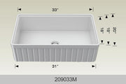 Bosco 209033M 33" x 20" Fireclay Apron Series Apron Kitchen Sink