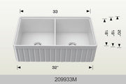 Bosco 209933M 33" x 20" Fireclay Apron Series Apron Kitchen Sink