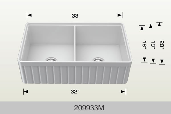 Bosco 209933M 33" x 20" Fireclay Apron Series Apron Kitchen Sink