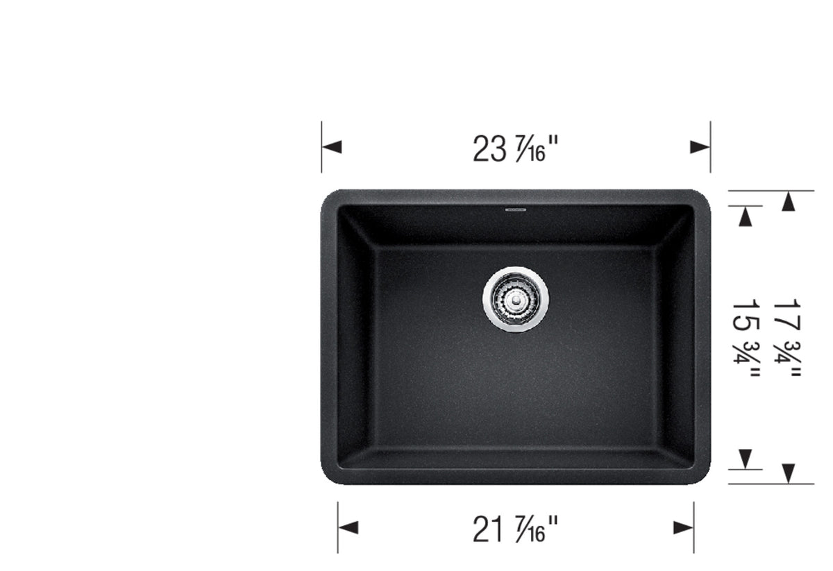 Blanco Precis 24 Undermount SILGRANIT Kitchen Sink dimension drawing