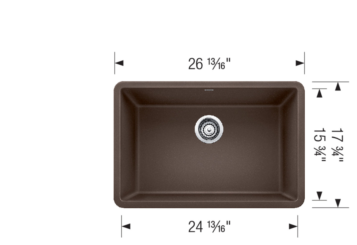 Blanco Precis 27 Undermount SILGRANIT Kitchen Sink dimension drawing