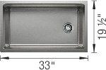 Blanco Inteos 33 Undermount Workstation Sink with Accessory Kit dimension drawing