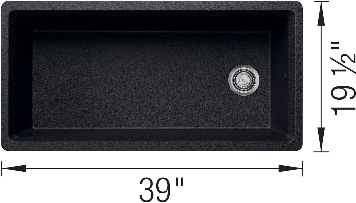 Blanco Inteos 39 Undermount Workstation Sink (Sink Only) dimension drawing