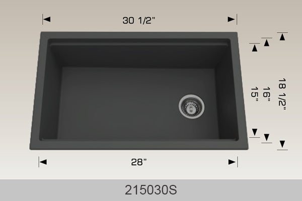 Bosco 215030S 30 1/2" x 18 1/2" Granite Series Kitchen Sink