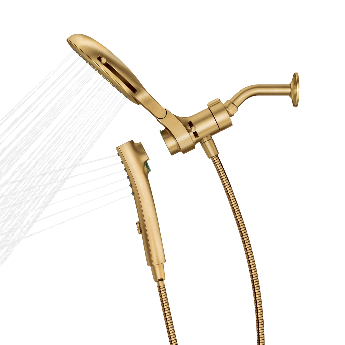 Moen Verso 7" Eco-Performance Round Dual Head Combination Shower with Infiniti Dial In 220C3EP in Brushed Gold (220C3EPBG) - view 2