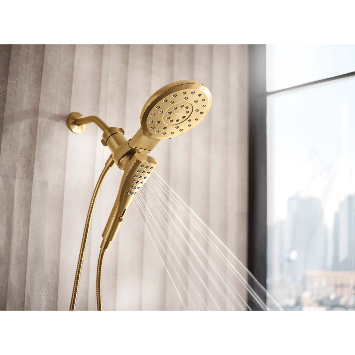 Moen Verso 7" Round Dual Head Combination Shower with Infiniti Dial In 220C3 in Brushed Gold (220C3BG) - view 2