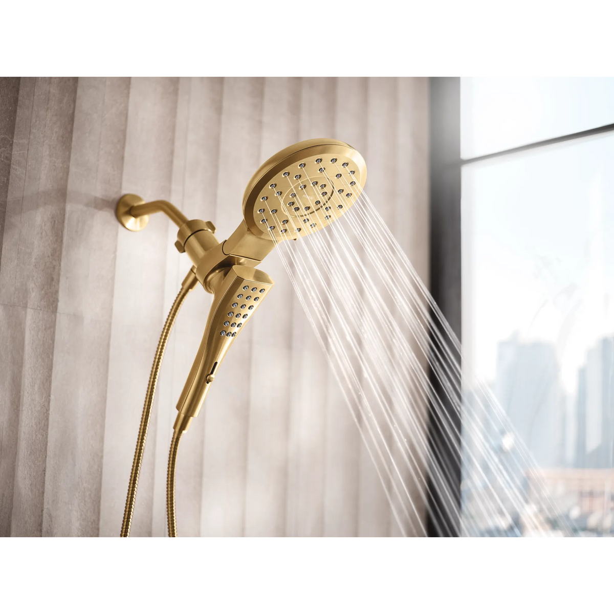 Moen Verso 7" Round Dual Head Combination Shower with Infiniti Dial In 220C3 in Brushed Gold (220C3BG) - view 3