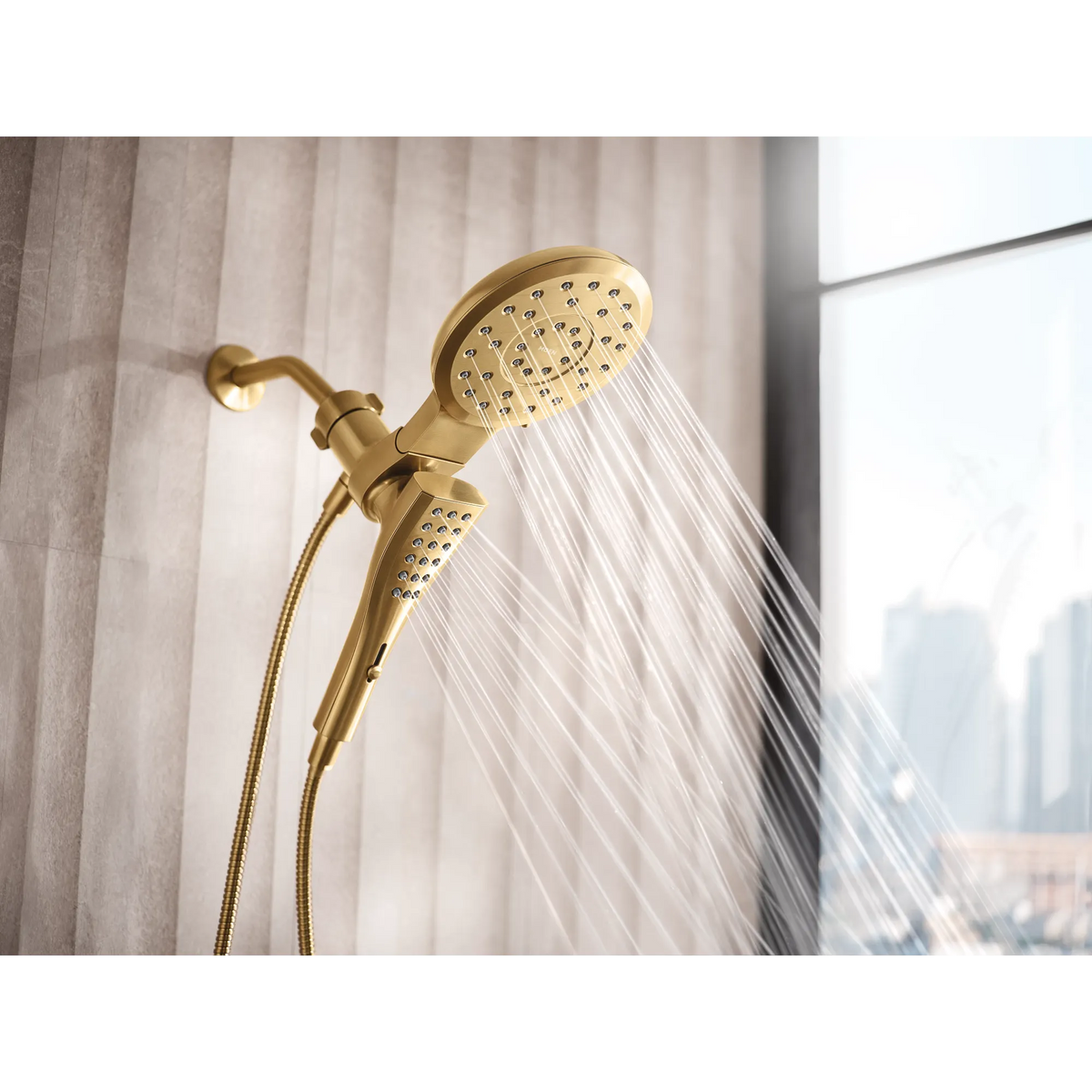 Moen Verso 7" Round Dual Head Combination Shower with Infiniti Dial In 220C3 in Brushed Gold (220C3BG) - view 4