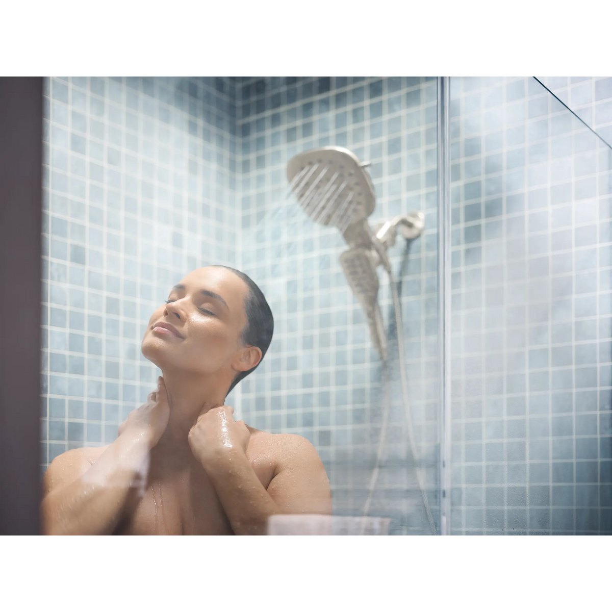 Moen Verso 7" Square Dual Head Combination Shower with Infiniti Dial In 220C5 in Brushed Nickel (220C5BN) - view 7