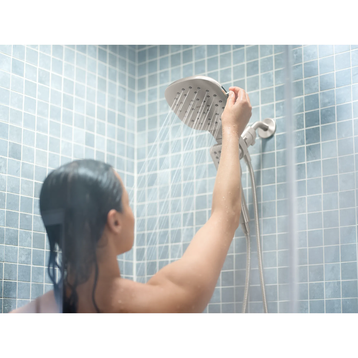 Moen Verso 7" Square Dual Head Combination Shower with Infiniti Dial In 220C5 in Brushed Nickel (220C5BN) - view 6