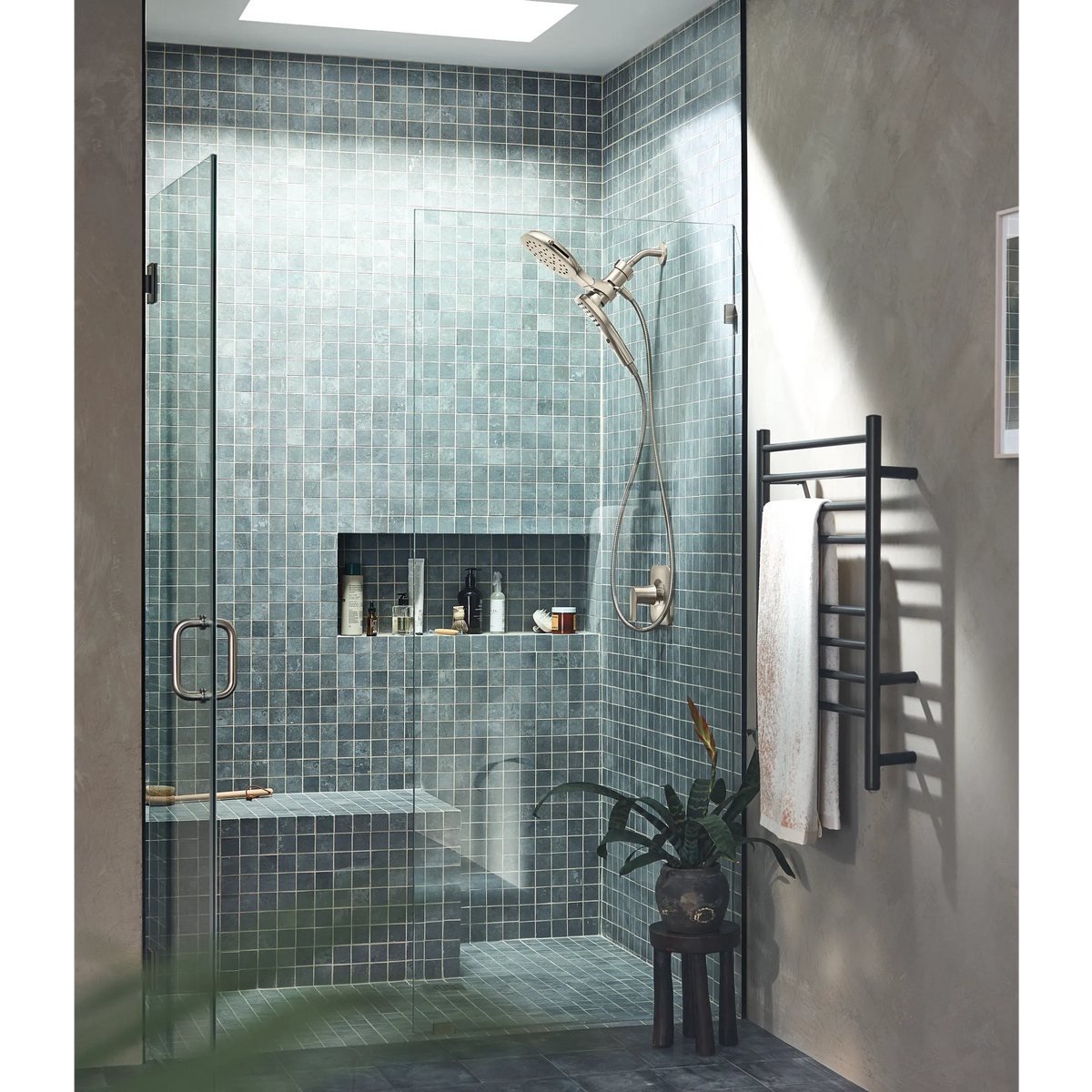 Moen Verso 7" Square Dual Head Combination Shower with Infiniti Dial In 220C5 in Brushed Nickel (220C5BN) - view 4