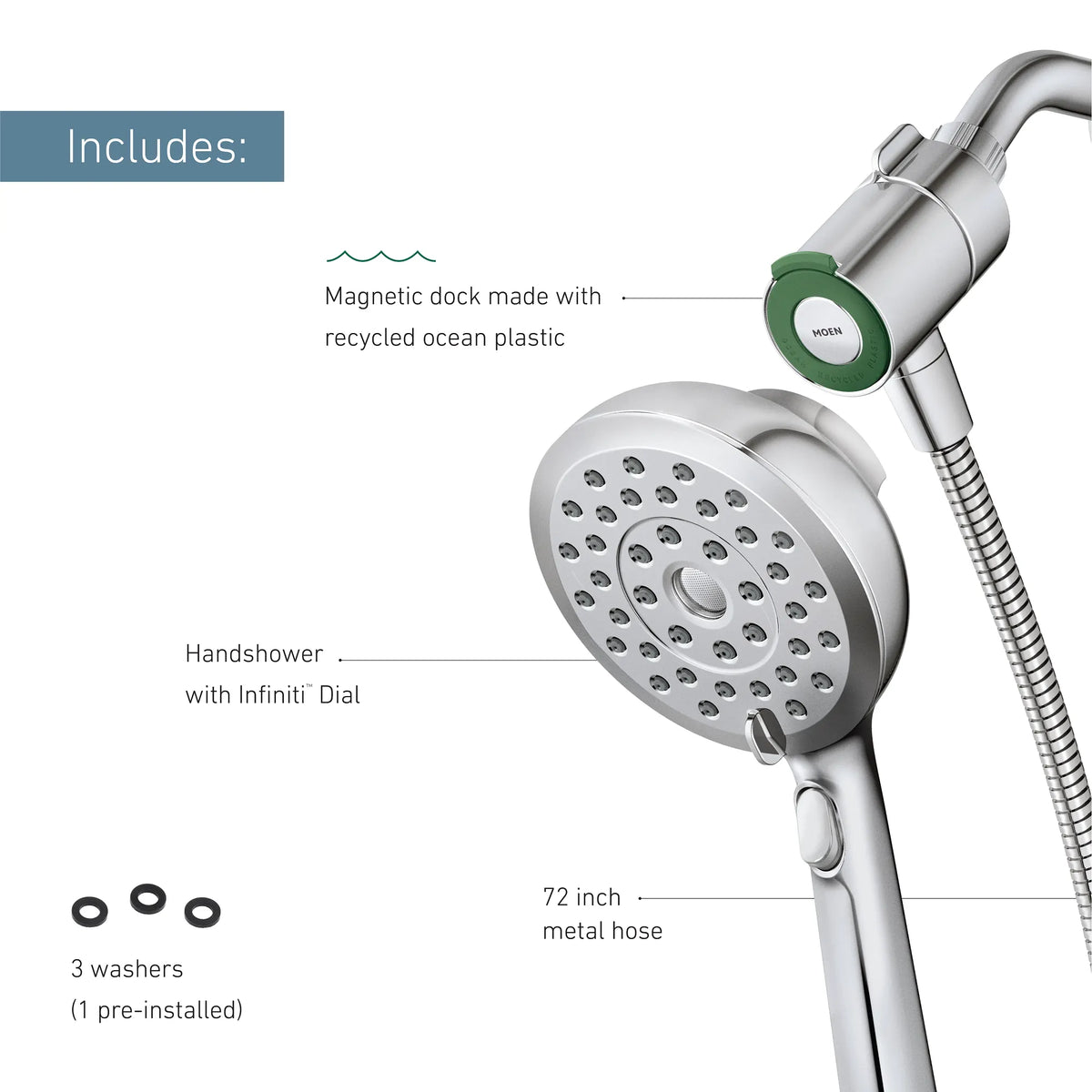 Moen Verso Handheld with Infiniti Dial In 220H2EP in Chrome (220H2EP) - view 11