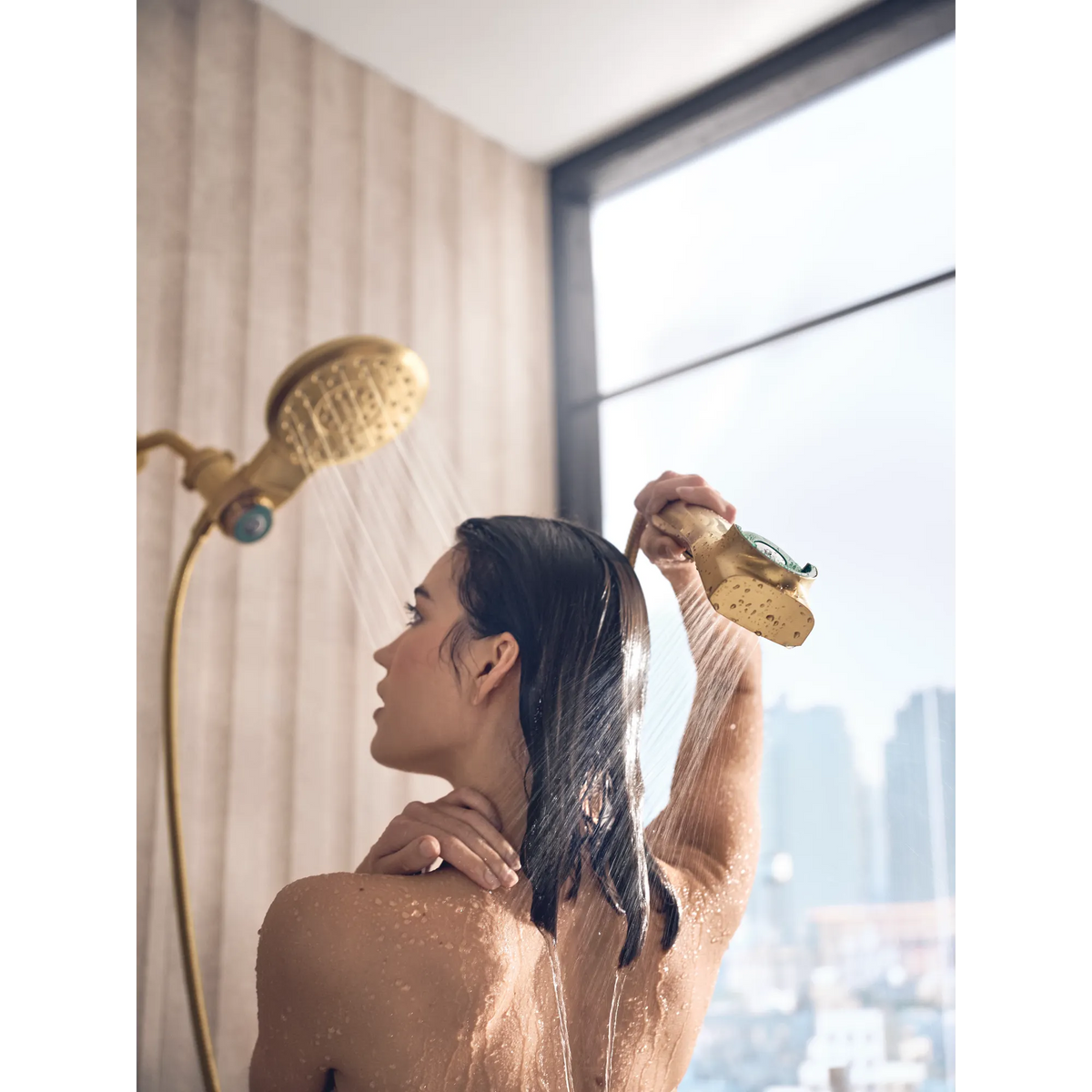Moen Verso 7" Round Dual Head Combination Shower with Infiniti Dial In 220C3 in Brushed Gold (220C3BG) - view 14