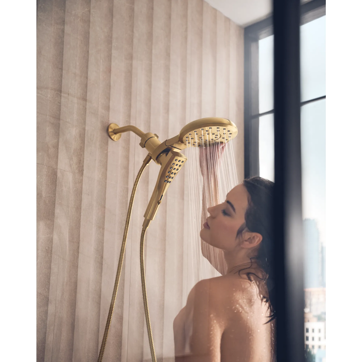 Moen Verso 7" Round Dual Head Combination Shower with Infiniti Dial In 220C3 in Brushed Gold (220C3BG) - view 11