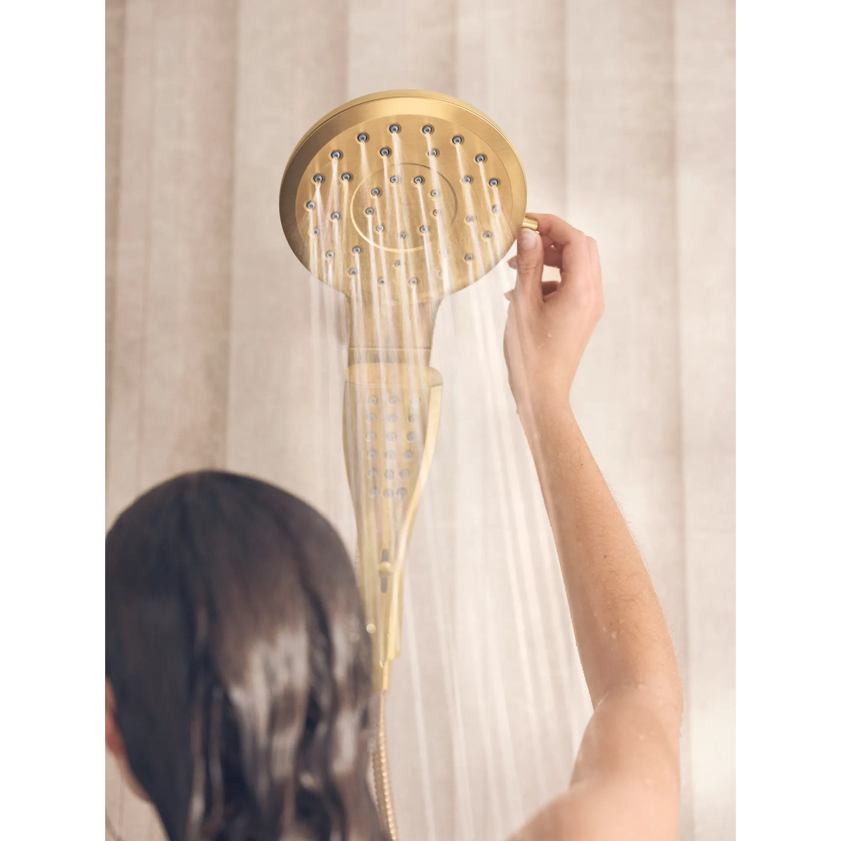 Moen Verso 7" Round Dual Head Combination Shower with Infiniti Dial In 220C3 in Brushed Gold (220C3BG) - view 8