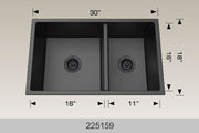 Bosco 225159 30" x 18" Granite Series Undermount Double Bowl Kitchen Sink