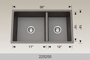 Bosco 225255 32" x 18" Granite Series Undermount Double Bowl Kitchen Sink