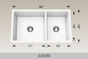 Bosco 225355 32" x 18" Granite Series Undermount Double Bowl Kitchen Sink