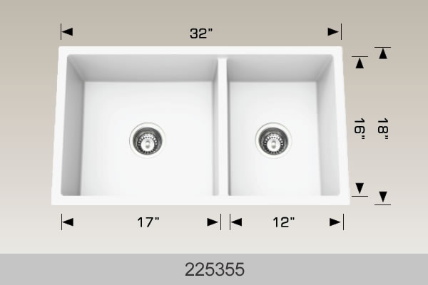Bosco 225355 32" x 18" Granite Series Undermount Double Bowl Kitchen Sink