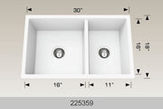 Bosco 225359 30" x 18" Granite Series Undermount Double Bowl Kitchen Sink