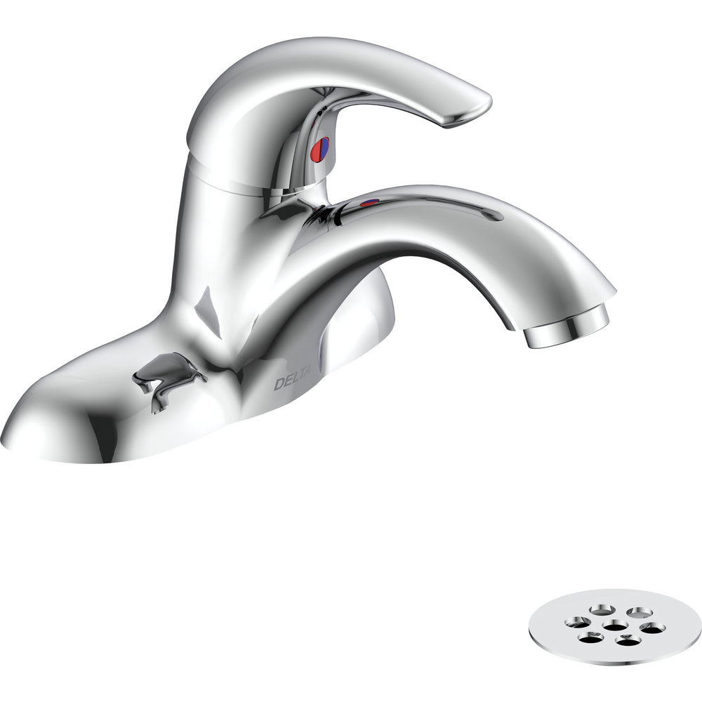 Delta Commercial 22C551 Single-Handle Centerset Lavatory Faucet with Offset Grid Strainer - Chrome