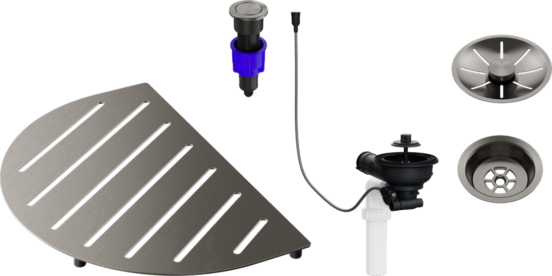 Blanco Oovalon Drain & Accessory Bundle in Satin Platinum
