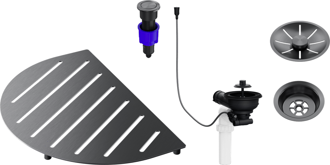 Blanco Oovalon Drain & Accessory Bundle in Satin Dark Steel