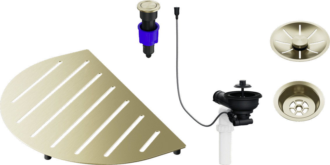 Blanco Oovalon Drain & Accessory Bundle in Satin Gold