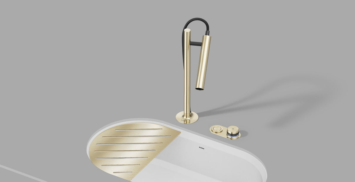 Blanco Luneoo kitchen faucet installed in a kitchen
