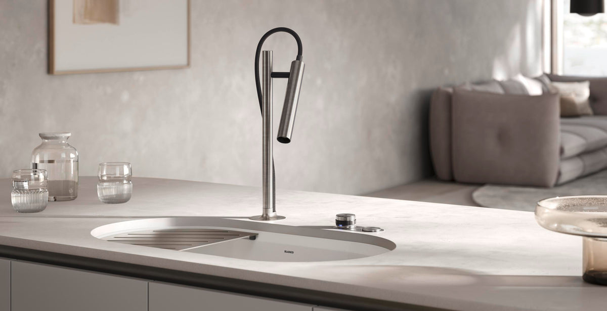 Blanco Luneoo kitchen faucet installed in a kitchen