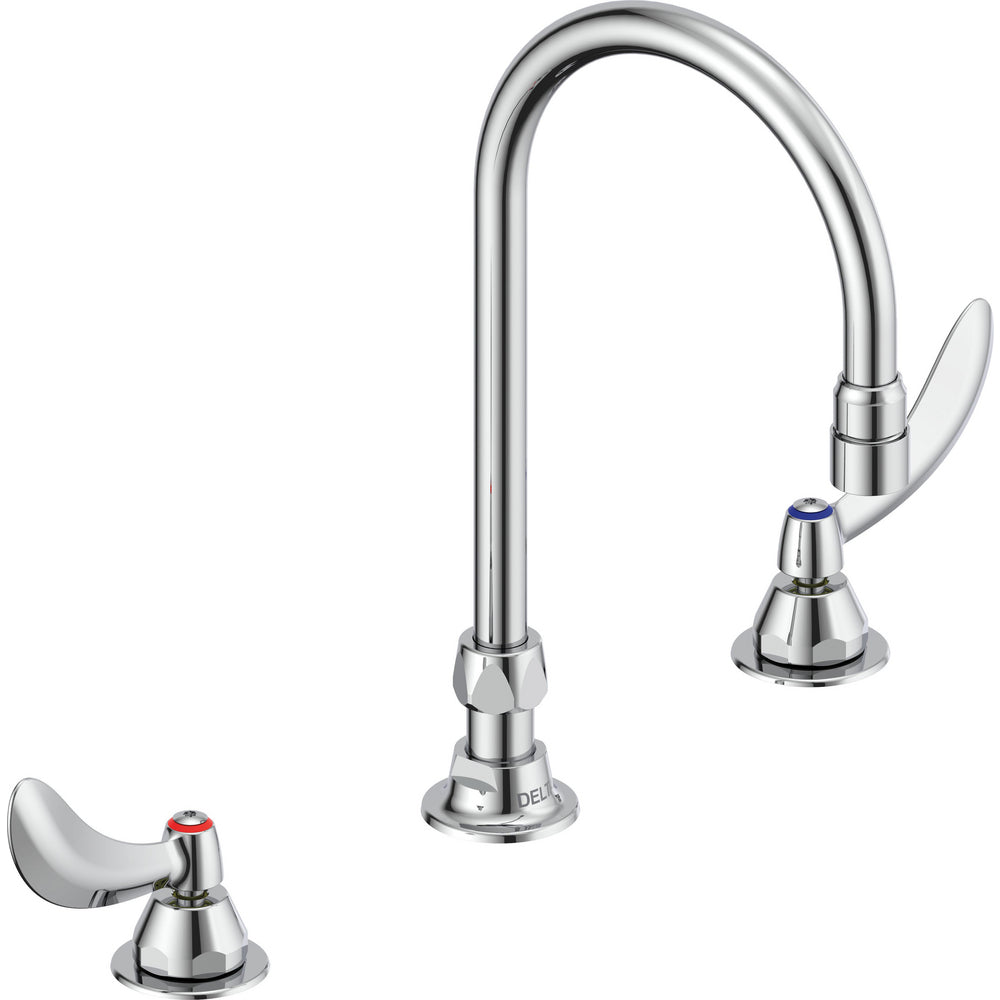 Delta Commercial 23C654-R4 Two-Handle Widespread Lavatory Faucet with Gooseneck Spout - Chrome