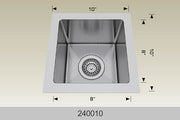 Bosco 240010 10" x 10" Textured Titanium Series Radius Corner Bar Sink