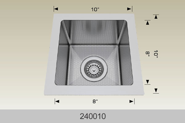 Bosco 240010 10" x 10" Textured Titanium Series Radius Corner Bar Sink