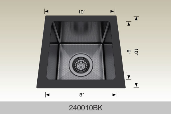 Bosco 240010 10" x 10" Textured Titanium Series Radius Corner Bar Sink