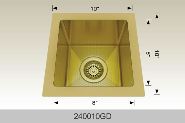 Bosco 240010 10" x 10" Textured Titanium Series Radius Corner Bar Sink