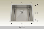 Bosco 240015 15" x 15" Textured Titanium Series Radius Corner Bar Sink