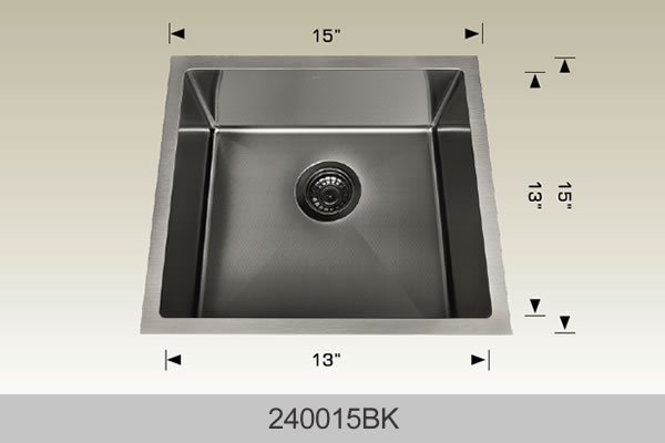 Bosco 240015 15" x 15" Textured Titanium Series Radius Corner Bar Sink