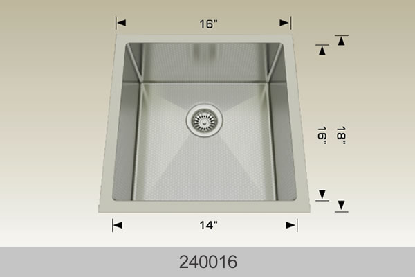 Bosco 240016 16" x 18" Textured Titanium Series Radius Corner Bar Sink